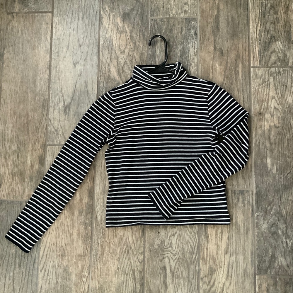 Black and white striped turtleneck